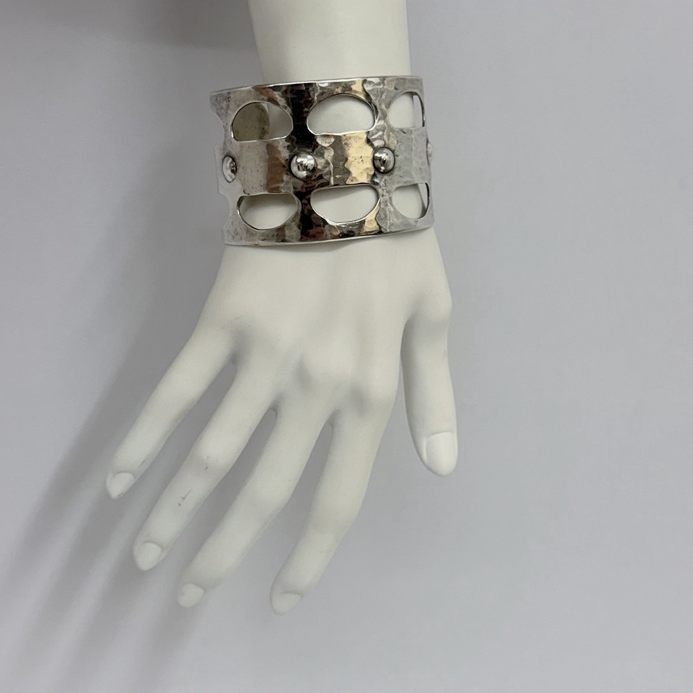 Vintage Guildcraft Hand Wrought Sterling Cuff Bracelet Modernist 50 Gram AWESOME